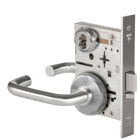 Best Grade 1 Office Mortise Lock, 3 Lever, H Rose, SFIC Housing Less Core, Satin Chrome Finish 45H7AT3H626